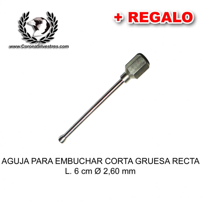 Aguja para embuchar corta gruesa recta L. 6 cm Ø 2,60 mm + Jeringa de REGALO Aguja para embuchar corta gruesa recta L. 6 cm Ø 2,60 mm + Jeringa de REGALO