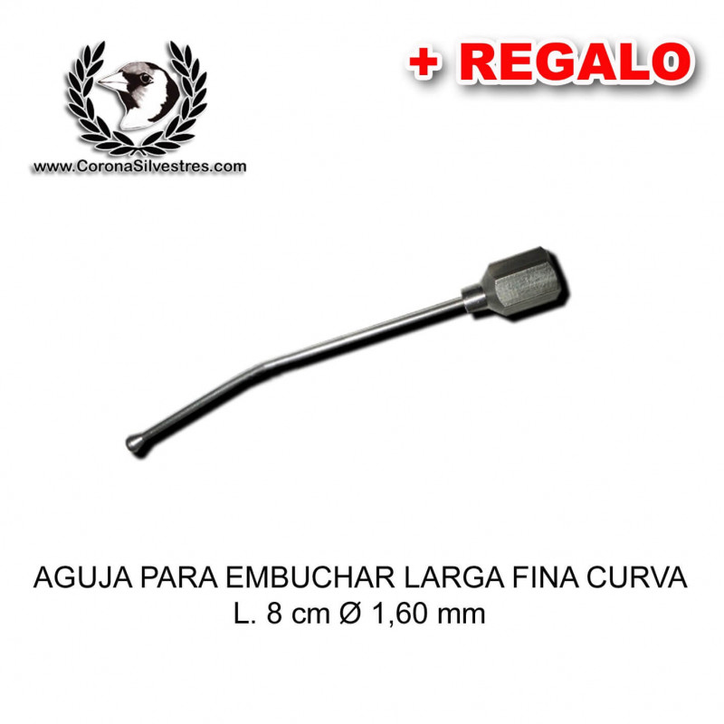 Aguja para embuchar larga fina curva L. 8 cm Ø 1,60 mm + Jeringa de REGALO