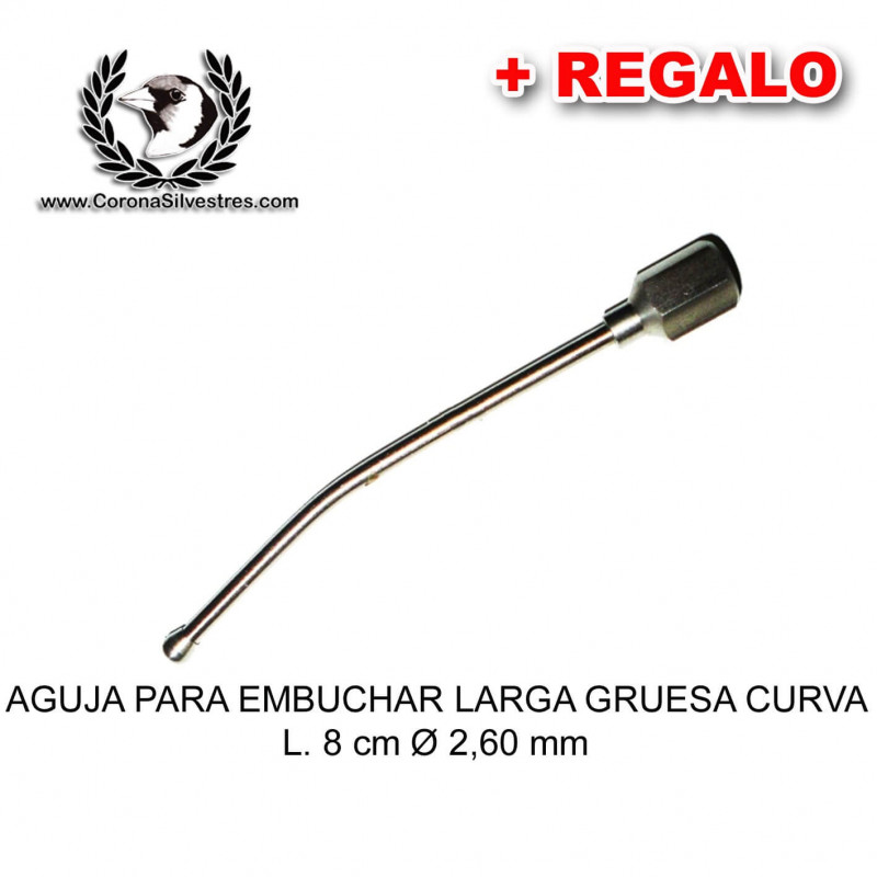 Aguja para embuchar larga gruesa curva L. 8 cm Ø 2,60 mm + Jeringa de REGALO